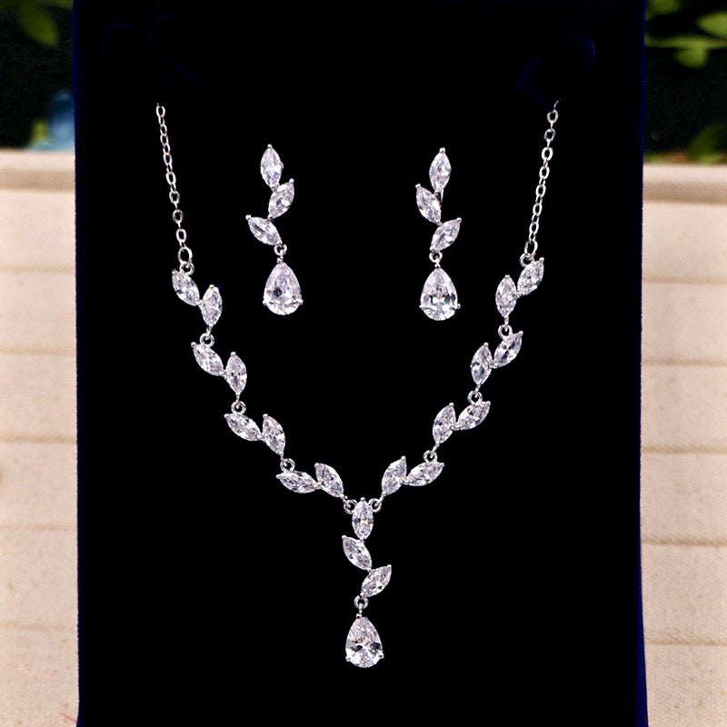 Ivelina - Silver Cubic Zirconia 3-Piece Bridal Jewelry Set With Tiara