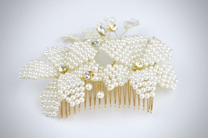 "Rhea" - Gold Pearl Bridal Hair Comb