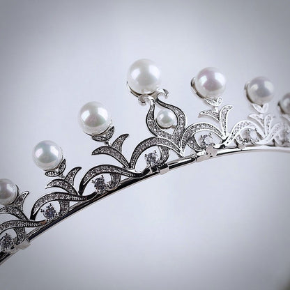 Nadine - Wedding Pearl and Cubic Zirconia Tiara