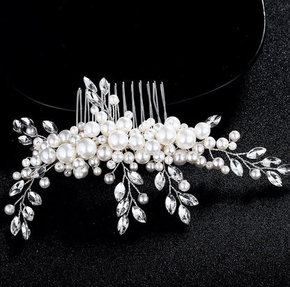 "Missy" - Silver Pearl and Crystal Bridal Hair Comb