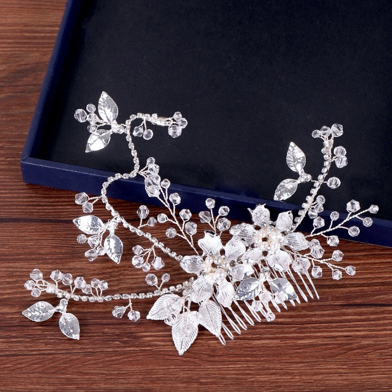 Kara - Pearl and Crystal Bridal Hair Comb - Available in Gold and Silver