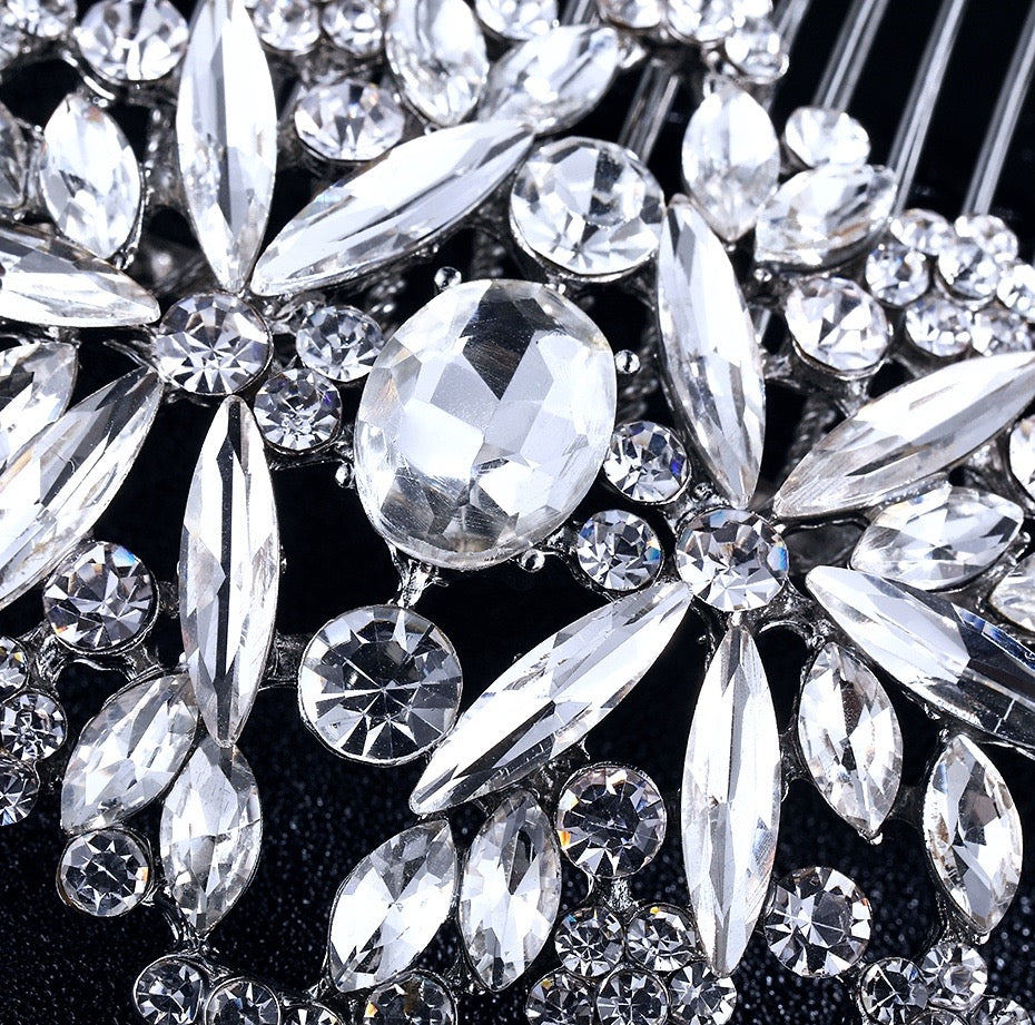 Helena - Crystal Bridal Hair Comb - Available in Silver, Rose Gold and Yellow Gold