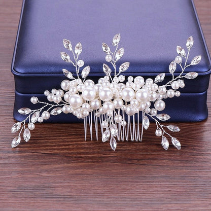 "Missy" - Silver Pearl and Crystal Bridal Hair Comb