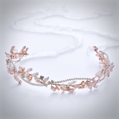 "Erin" - Rose Gold Pearl and Crystal Bridal Headband