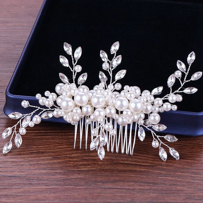 "Missy" - Silver Pearl and Crystal Bridal Hair Comb
