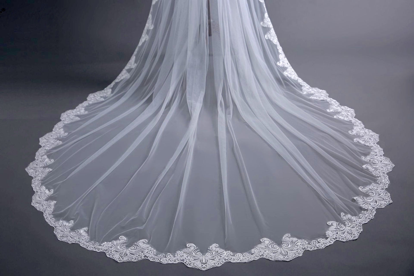 "Natalya" - Lace Edge Cathedral Bridal Veil - Available in White and Ivory