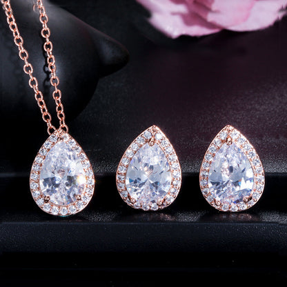 Tina - Cubic Zirconia Bridal Jewelry Set - Available in Silver, Rose Gold and Yellow Gold