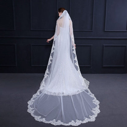 "Natalya" - Lace Edge Cathedral Bridal Veil - Available in White and Ivory