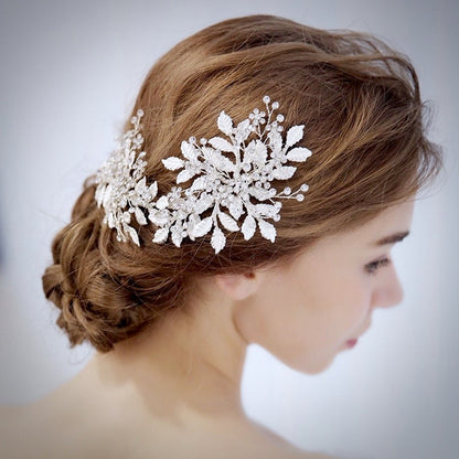 "Selina" - Silver Crystal Bridal Headband/Hair Vine