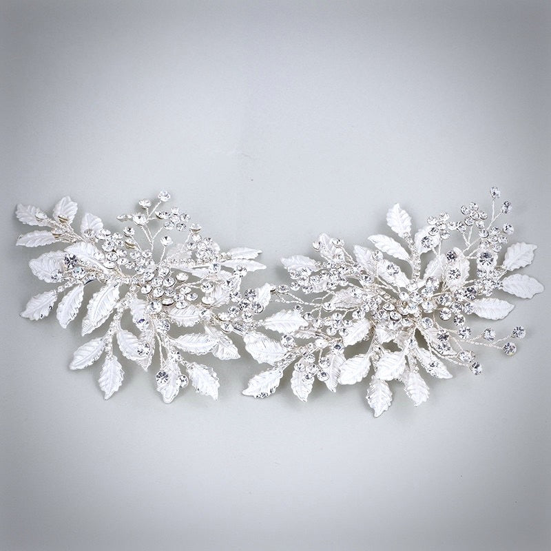 "Selina" - Silver Crystal Bridal Headband/Hair Vine