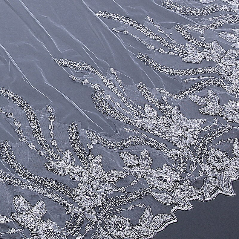 Joanna - Lace Edge Cathedral Bridal Veil - Available in White and Ivory