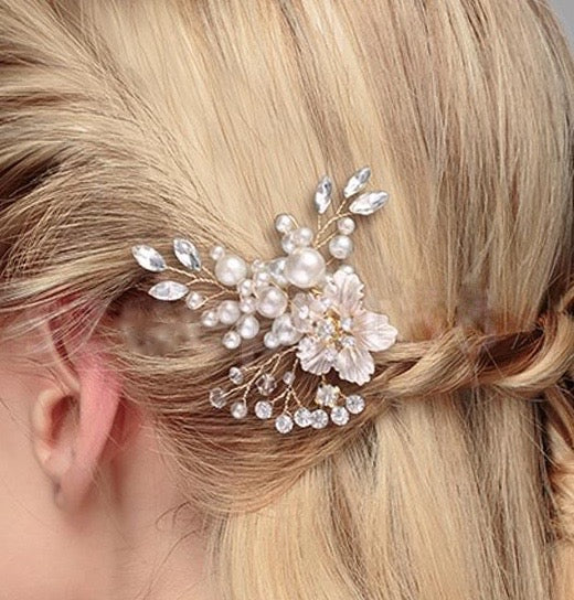 "Lorelei" - Pearl and Crystal Bridal Hair Comb