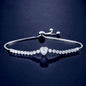 "Etienne" - Heart CZ Bridal Bracelet - Available in Silver, Rose Gold and Yellow Gold