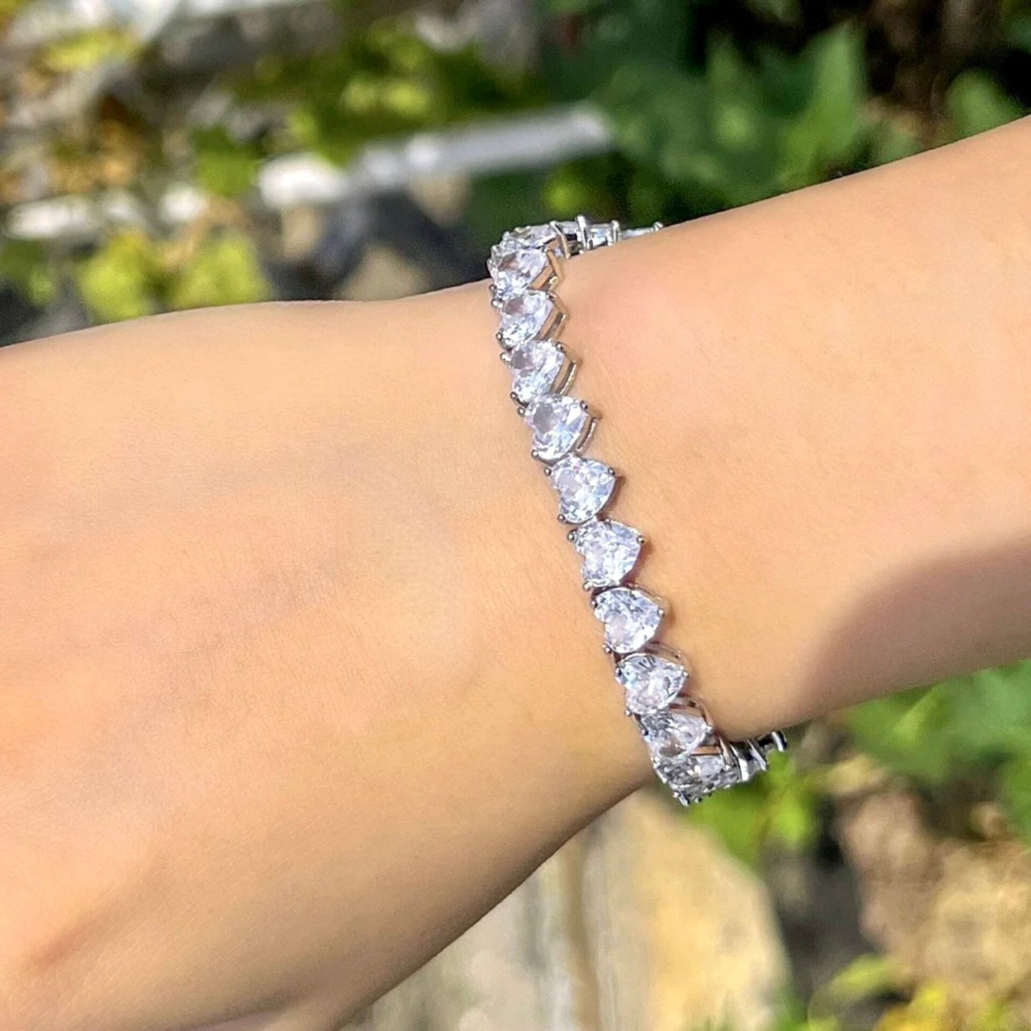 Kristin - Heart Cubic Zirconia Bridal Bracelet