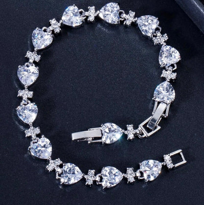 Charlotte - Silver Cubic Zirconia Heart Bracelet