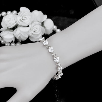 Charlotte - Silver Cubic Zirconia Heart Bracelet