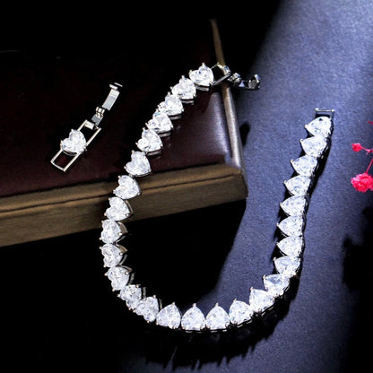 Kristin - Heart Cubic Zirconia Bridal Bracelet