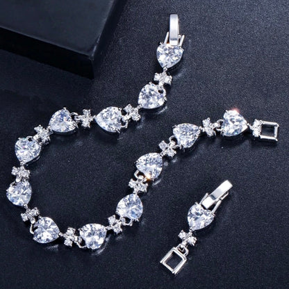Charlotte - Silver Cubic Zirconia Heart Bracelet