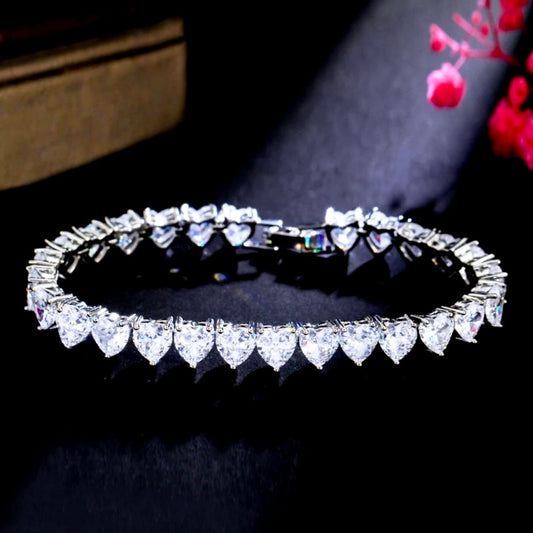 Kristin - Heart Cubic Zirconia Bridal Bracelet