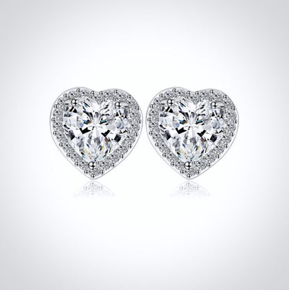 Etienne - Heart CZ Bridal Earrings - Available in Silver and Rose Gold