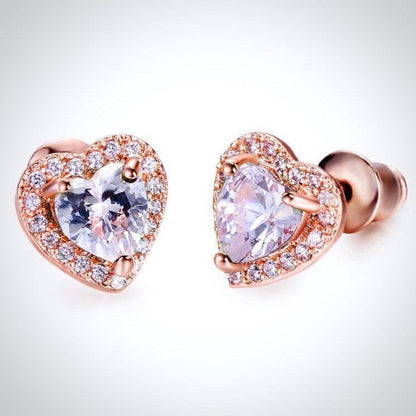 Etienne - Heart CZ Bridal Earrings - Available in Silver and Rose Gold
