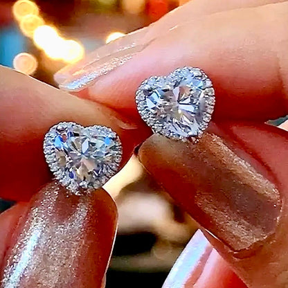 Etienne - Heart CZ Bridal Earrings - Available in Silver and Rose Gold