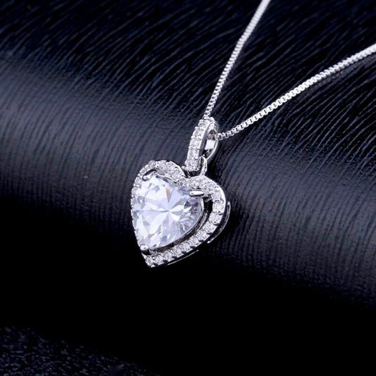 "Etienne" - Heart CZ Bridal Necklace - Available in Silver and Rose Gold