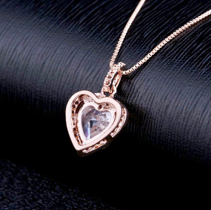 "Etienne" - Heart CZ Bridal Necklace - Available in Silver and Rose Gold