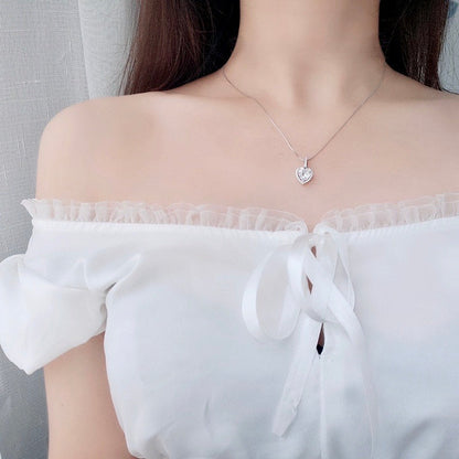 "Etienne" - Heart CZ Bridal Necklace - Available in Silver and Rose Gold