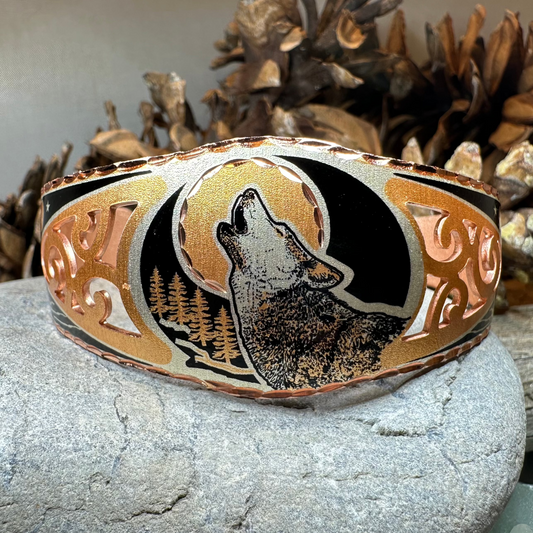 Wolf Spirit Copper Cuff Bracelet