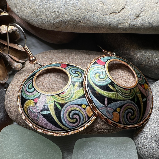 Rainswept Celtic Spiral Copper Earrings