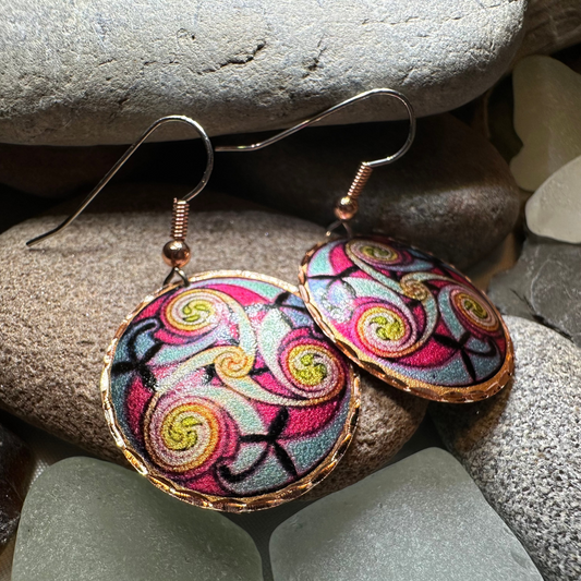 Summer Solstice Celtic Spiral Copper Earrings