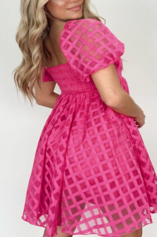 Pink Check Babydoll Dress