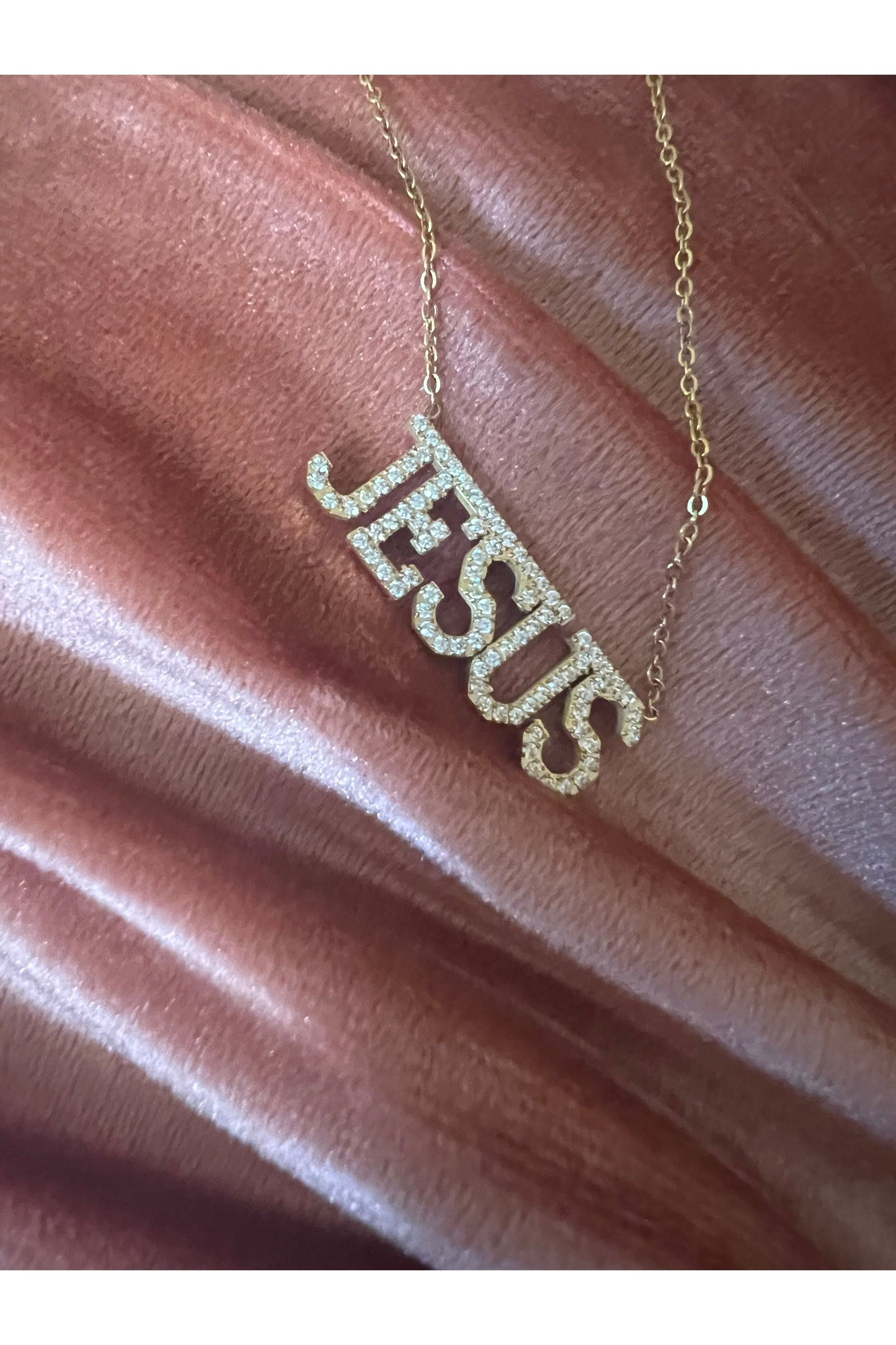 Jesus CZ 18k necklace
