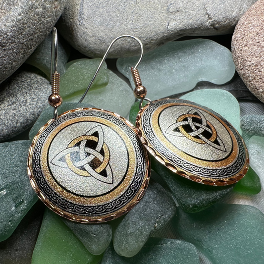 Fredegund Celtic Trinity Knot Copper Earrings