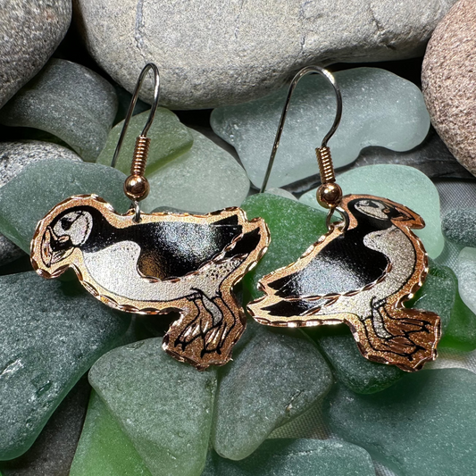 Puffin Copper Earrings