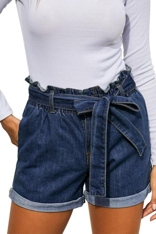 Denim Paper Bag Waist Shorts