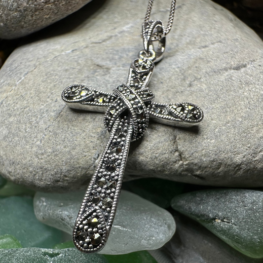 Brenna Marcasite Cross Necklace