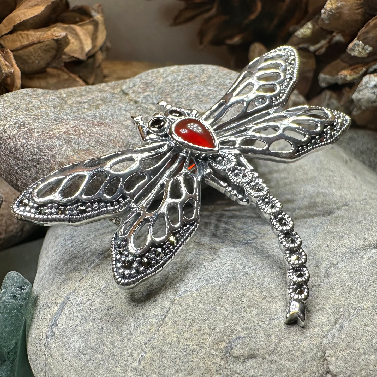 Damsel Dragonfly Marcasite Brooch