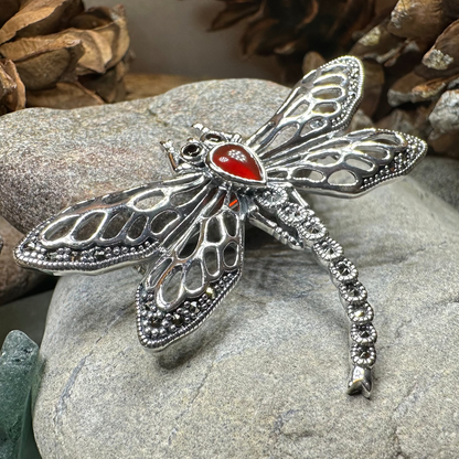 Damsel Dragonfly Marcasite Brooch