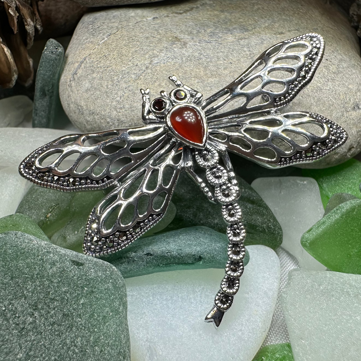 Damsel Dragonfly Marcasite Brooch