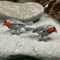 Redbreasted Robin Marcasite Earrings