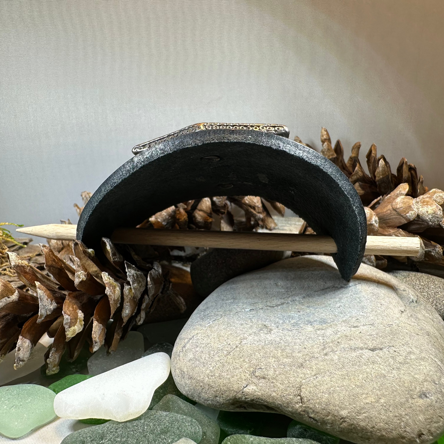 Thor's Hammer Leather Hair Slide