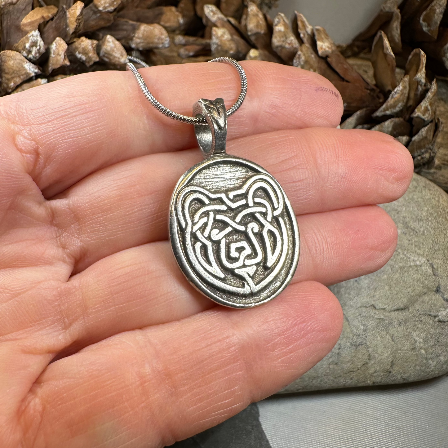 Celtic Bear Pewter Necklace