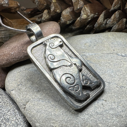 Celtic Spiral Bear Pewter Necklace