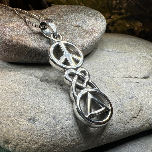 Peace, Love, & Sobriety AA Necklace