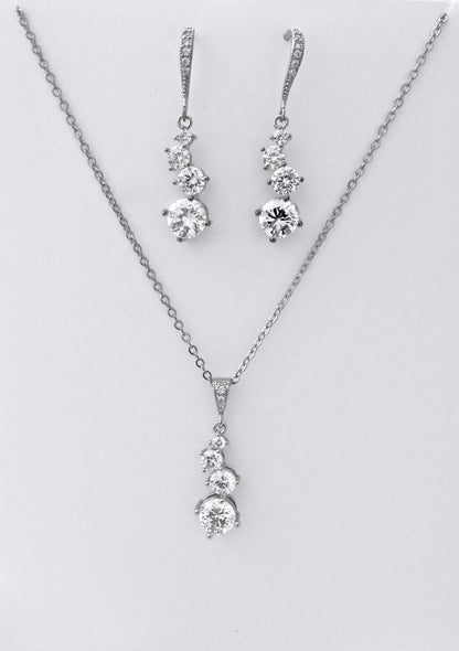 "Stella" - Bridal Necklace and Earrings Set - Available in Rose Gold and Silver