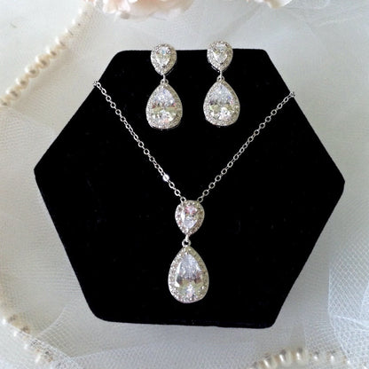 Renee - Cubic Zirconia Bridal Jewelry Set - Available in Silver, Rose Gold and Yellow Gold