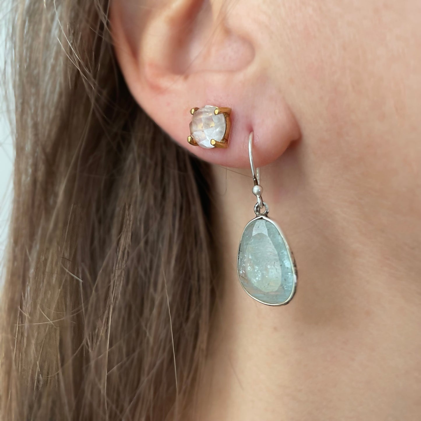 Clear Quartz Studs Gold