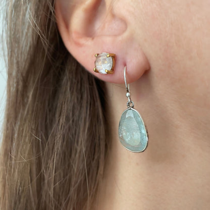 Clear Quartz Studs Gold